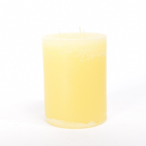 CANDELA PILLAR RUSTIC PROFUMATA COLORE AVORIO CON 3 FIAMME DIMENSIONI H CM 20 X D CM 15 OKX