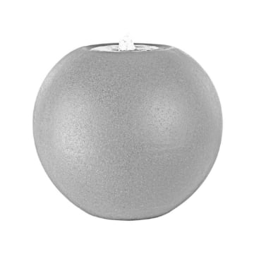 FONTANA DA ESTERNO FORMA SFERICA CON LUCI EFFETO IN CEMENTO COLOR GRIGIO CON POMPA INTEGRATA DECORAZIONE DA GIARDINO DI DESIGN - Ø  40XH.36CM OKX