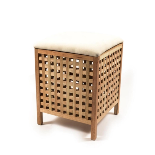 MOBILETTO DA ARREDO IN LEGNO CHIARO DESIGN VERSATILE  CON SEDUTA  DIMENSIONI 41 X 41 X H.51 CM OKX