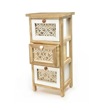 MOBILETTO DA ARREDO IN LEGNO BICOLORE CON 3 CASSETTI EFFETTO CORNICE DI DISEGN DIMENSIONI 30 X 24 X 62 CM OKX
