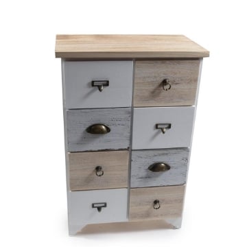 MOBILE DA ARREDO IN LEGNO E 8 CASSETTI COLORATI DI DESIGN CON MANIGLIE DI VARIO STILE DOMENSIONI 48 X 28 X H.73 CM OKX