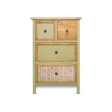 MOBILE DA ARREDO IN LEGNO BICOLORE DOTATO DI 4 CASSETTI DI DESIGN RUSTICO DIMENSIONI 57 X 34 X 87 CM OKX
