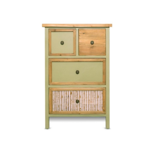 MOBILE DA ARREDO IN LEGNO BICOLORE DOTATO DI 4 CASSETTI DI DESIGN RUSTICO DIMENSIONI 57 X 34 X 87 CM OKX
