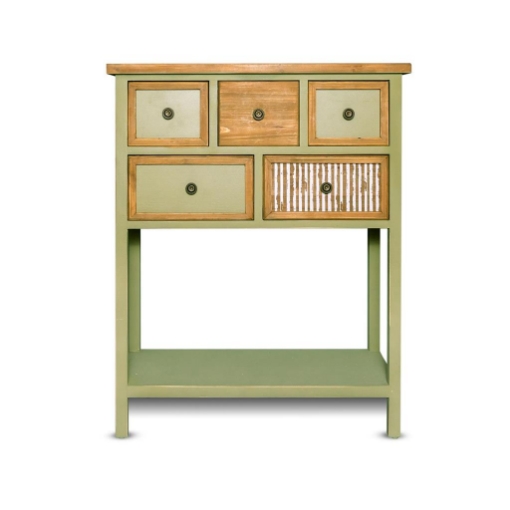 MOBILE DA ARREDO IN LEGNO BICOLORE DOTATO DI 5 CASSETTI E RIPIANO NELLA PARTE INFERIORE DI DESIGN RUSTICO  - 75 X 34 X 93 CM OKX