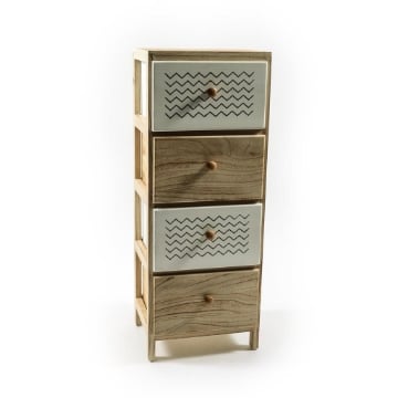 MOBILETTO DA ARREDO IN LEGNO BICOLORE CON 4 CASSETTI DI DESIGN DIMENSIONI 30 X 24 X 79 CM OKX