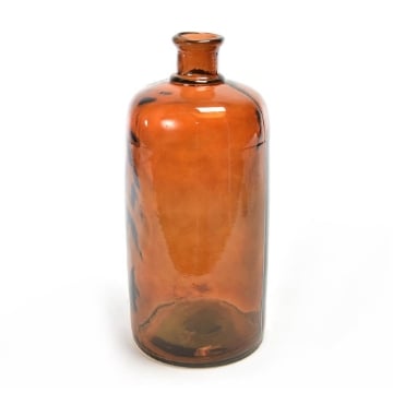 VASO A FORMA DI BOTTIGLIA IN VETRO LAVORATO COLORAZIONE AMBRA DA APPOGGIO DI DESIGN DIMENSIONE 19H X 42 CM OKX