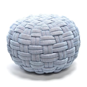 POUF DA ARREDO CELESTINO FORMA SFERICA IN POLIESTERE EFFETTO INTRECCIATO DIMENSIONI 48 X 48 X 35 CM OKX