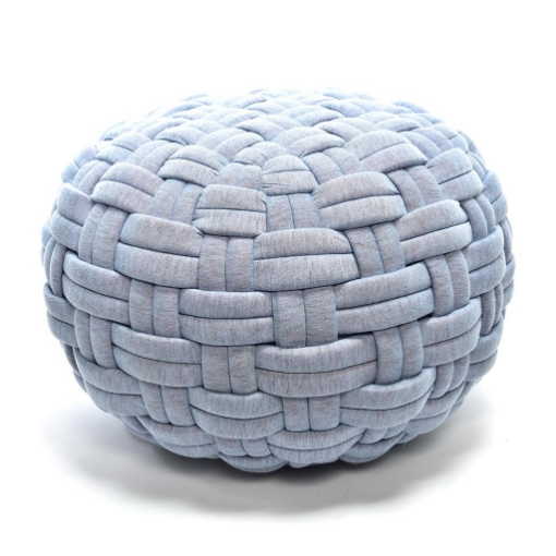 POUF DA ARREDO CELESTINO FORMA SFERICA IN POLIESTERE EFFETTO INTRECCIATO DIMENSIONI 48 X 48 X 35 CM OKX