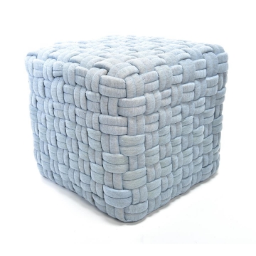 POUF DA ARREDO CELESTINO FORMA QUADRATA IN POLIESTERE EFFETTO INTRECCIATO DIMENSIONI 43 X 43 X 40 CM OKX