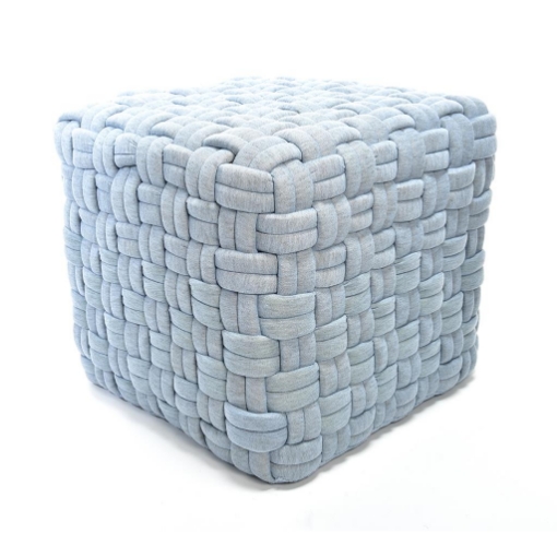 POUF DA ARREDO CELESTINO FORMA QUADRATA IN POLIESTERE EFFETTO INTRECCIATO DIMENSIONI 43 X 43 X 40 CM OKX