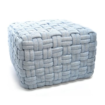 POUF DA ARREDO CELESTINO FORMA QUADRATA IN POLIESTERE EFFETTO INTRECCIATO DIMENSIONI 45 X 45 X 30 CM OKX