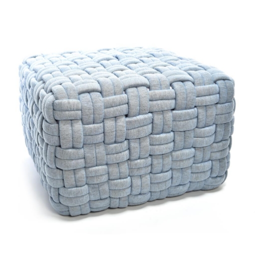 POUF DA ARREDO CELESTINO FORMA QUADRATA IN POLIESTERE EFFETTO INTRECCIATO DIMENSIONI 45 X 45 X 30 CM OKX