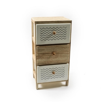 MOBILETTO DA ARREDO IN LEGNO BICOLORE CON 4 CASSETTI DI DESIGN DIMENSIONI  30 X 24 X 61 CM OKX