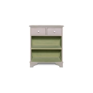 MOBILE DA ARREDO IN LEGNO VERDE PASTELLO CON STRUTTURA COLOR GRIGIO DOTATO DI 2 CASSETTI E 2 RIPIANI DI DISEGN- 65 X 34 X 78 CM OKX