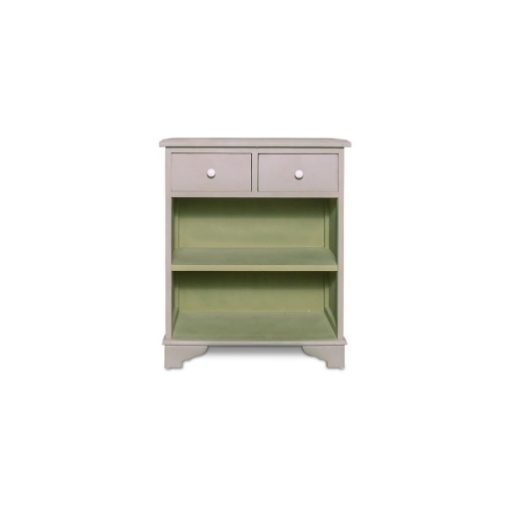 MOBILE DA ARREDO IN LEGNO VERDE PASTELLO CON STRUTTURA COLOR GRIGIO DOTATO DI 2 CASSETTI E 2 RIPIANI DI DISEGN- 65 X 34 X 78 CM OKX