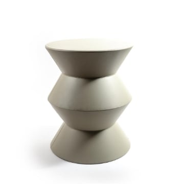 TAVOLINO DA ARREDO INTERNO ESTERNO BASE TONDA IN METALLO BIANCO DI DESIGN Ø 48XH.61CM OKX