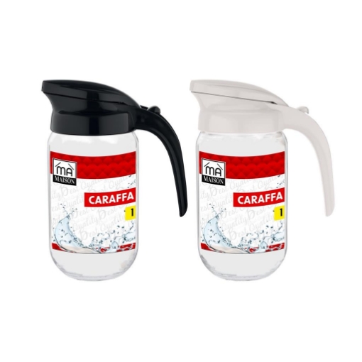 MA MAISON CARAFFA IN VETRO TRASPARENTE CON TAPPO COLORATO CAPIENZA 1 LITRO - COLORE ASSORTITO OKX