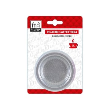 MA MAISON KIT RICAMBI CAFFETTIERA CON 3 GUARNIZIONI E 1 FILTRO - 6 TAZZE OKX
