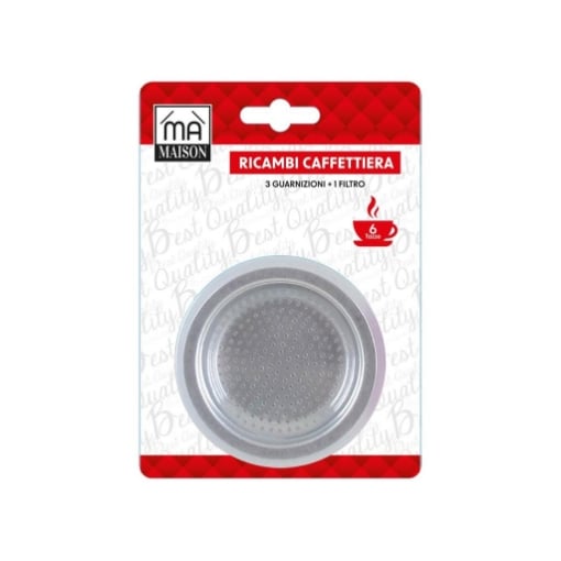 MA MAISON KIT RICAMBI CAFFETTIERA CON 3 GUARNIZIONI E 1 FILTRO - 6 TAZZE OKX
