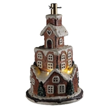 MAURY'S BASE SUPPORTO ALBERO DI NATALE CON CASETTA NEVATA CON LUCINE Ø 35X57H CM OKX
