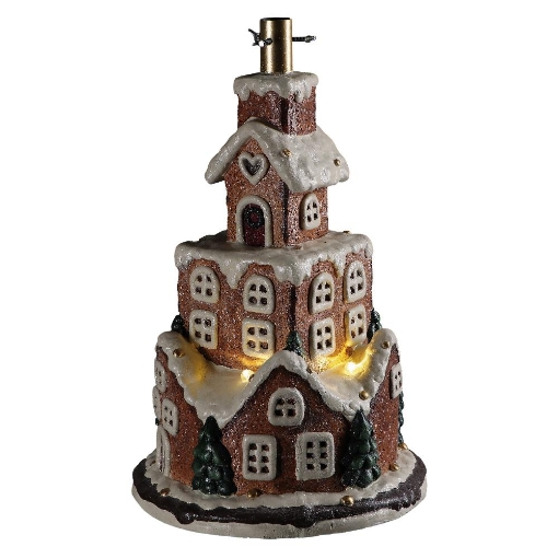 MAURY'S BASE SUPPORTO ALBERO DI NATALE CON CASETTA NEVATA CON LUCINE Ø 35X57H CM OKX