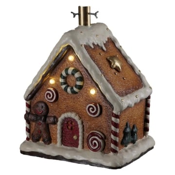 MAURY'S BASE SUPPORTO ALBERO DI NATALE CON CASETTA DELL'OMINO PAN DI ZENZERO E LUCINE DIMENSIONI 37X26X47H CM OKX