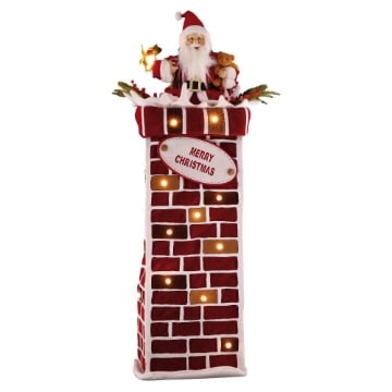 MAURY'S DECORAZIONE NATALIZIA CON CAMINO E BABBO NATALE 23 LED DIMENSIONI 35X25X110H CM OKX