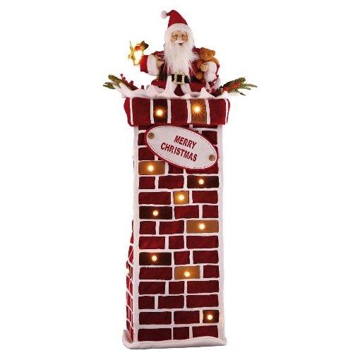 MAURY'S DECORAZIONE NATALIZIA CON CAMINO E BABBO NATALE 23 LED DIMENSIONI 35X25X110H CM OKX