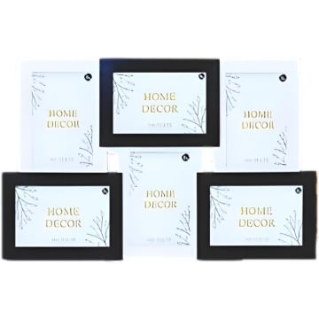 CORNICE MULTIPLA A PARETE IN LEGNO 6 FOTO - COLORE BIANCO E NERO DIMENSIONE TOTALE 44X3X28 CM SINGOLA 10X15 CM - 15X10 CM