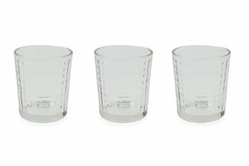 SET 3 BICCHIERI ACQUA IN VETRO EFFETTO QUADRETTI 370 ML