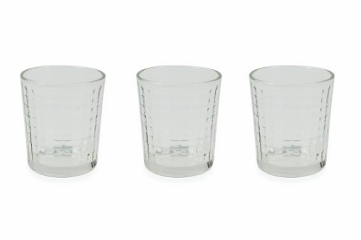 SET 3 BICCHIERI ACQUA IN VETRO EFFETTO QUADRETTI 370 ML