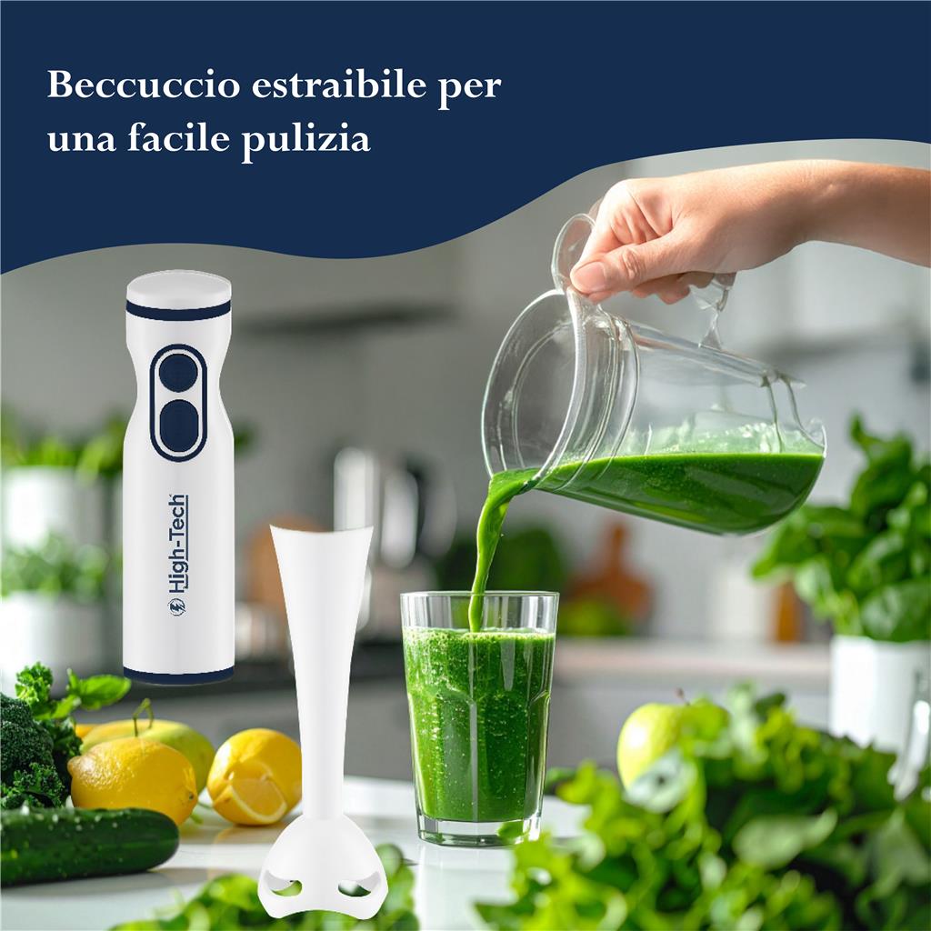 MiTA Frullatore A Immersione 700W - Rosso, Con Asta In Acciaio Inox E Bicchiere Da 600 Ml - Controllo Velocità E Funzione Turbo