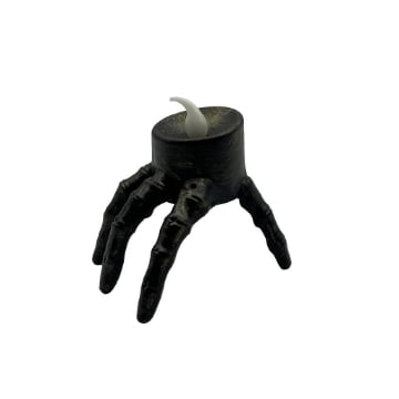 CANDELA HALLOWEEN A FORMA DI MANO HORROR CON LUCE LED DIMENSIONI 8X8X8 CM - COLORE NERO 
