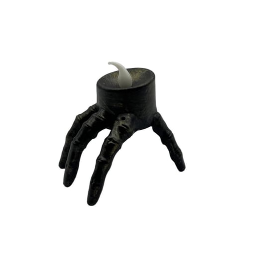 CANDELA HALLOWEEN A FORMA DI MANO HORROR CON LUCE LED DIMENSIONI 8X8X8 CM - COLORE NERO 