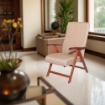POLTRONA MIAMI CILIEGIO BEIGE IN FAGGIO CON IMBOTTITURA POGGIATA SU CINGHIE SCHIENALE REGOLABILE 4 POSIZIONI OKX