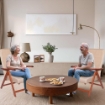 POLTRONA MIAMI CILIEGIO BEIGE IN FAGGIO CON IMBOTTITURA POGGIATA SU CINGHIE SCHIENALE REGOLABILE 4 POSIZIONI OKX