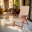 POLTRONA MIAMI NOCE BEIGE IN FAGGIO CON IMBOTTITURA POGGIATA SU CINGHIE SCHIENALE REGOLABILE IN QUATTRO POSIZIONI OKX