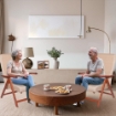 POLTRONA MIAMI NOCE BEIGE IN FAGGIO CON IMBOTTITURA POGGIATA SU CINGHIE SCHIENALE REGOLABILE IN QUATTRO POSIZIONI OKX