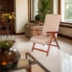 POLTRONA MIAMI NOCE BEIGE IN FAGGIO CON IMBOTTITURA POGGIATA SU CINGHIE SCHIENALE REGOLABILE IN QUATTRO POSIZIONI OKX