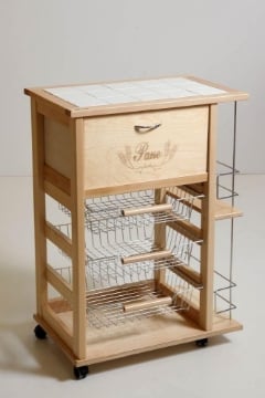 CARRELLO PORTAFRUTTA VESUVIO NATURALE CON PORTA PANE E BOTTIGLIERA 85 X 59 X 39 CM USATO COME NUOVO  
