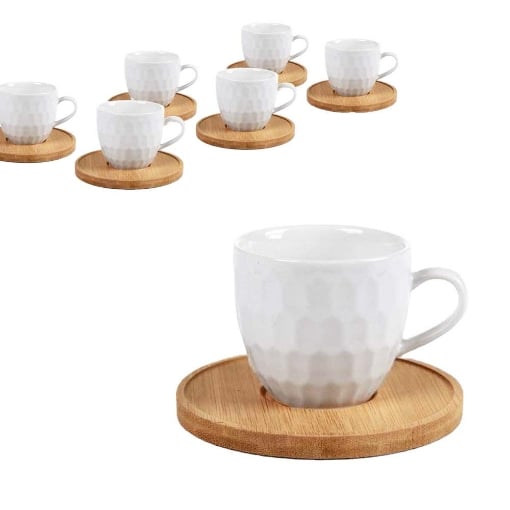 SET 6 TAZZINE DA CAFFÈ CON PIATTINO IN LEGNO USATO COME NUOVO