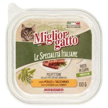 MIGLIOR GATTO LE SPECIALITÀ ITALIANE PATÈ CON ERBE AROMATICHE POLLO E TACCHINO 100G