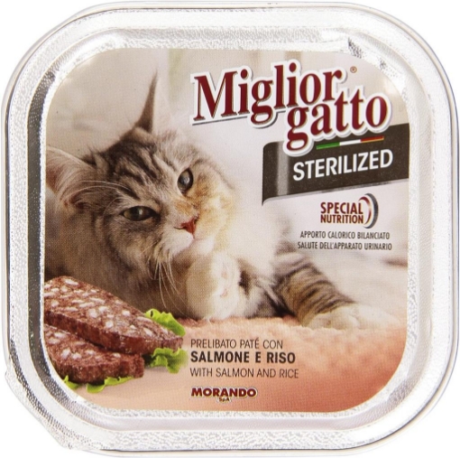 MIGLIOR GATTO STERILIZED VASCHETTA CON SALMONE E RISO 100G