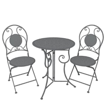 MA MAISON TAVOLO BISTROT CON MOSAICO + 2 SEDIE COLORE ANTRACITE USATO COME NUOVO
