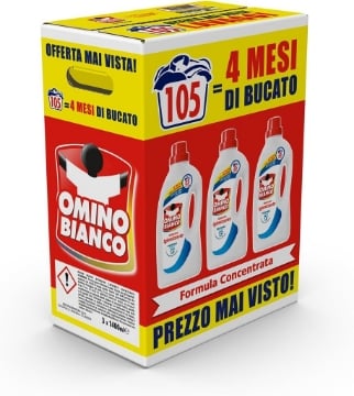 OMINO BIANCO DETERSIVO LAVATRICE IGIENIZZANTE PROFUMA FINO A 72 ORE - 35 LAVAGGI 1,4 LT X 3PZ