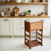 CARRELLO VESUVIO PORTAPANE ROVERE IN FAGGIO BASE INFERIORE MULTISTRATO DI BETULLA 1 CASSETTO 3 CESTELLI PIANO MATTONELLE IN CERAMICA 