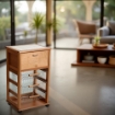 CARRELLO VESUVIO PORTAPANE ROVERE IN FAGGIO BASE INFERIORE MULTISTRATO DI BETULLA 1 CASSETTO 3 CESTELLI PIANO MATTONELLE IN CERAMICA 