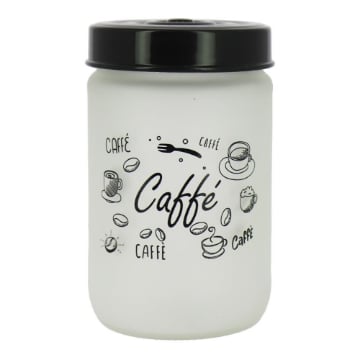 BARATTOLO IN VETRO SATINATO TOP NERO DA 660 ML 15 CM PER CAFFÈ