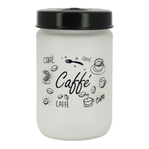 BARATTOLO IN VETRO SATINATO TOP NERO DA 660 ML 15 CM PER CAFFÈ