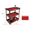 CARRELLETTO PORTAUTENSILI CON 3 RIPIANI 83 X 35 X H76 CM IN COLORE ROSSO 